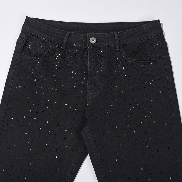 Jean slim homme noir orné de strass scintillants – Nolan - vue 2