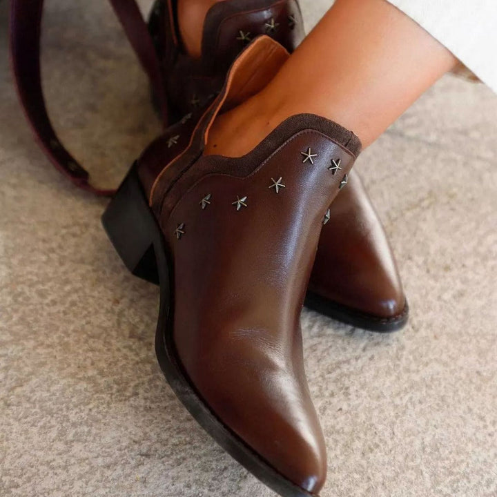 Bottes western femme cloutées – Arden – Marron