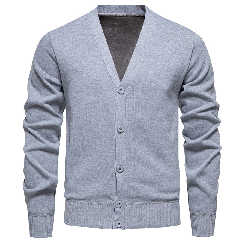 Cardigan léger homme en maille fine col V à patte cachée – Noé – vue 1