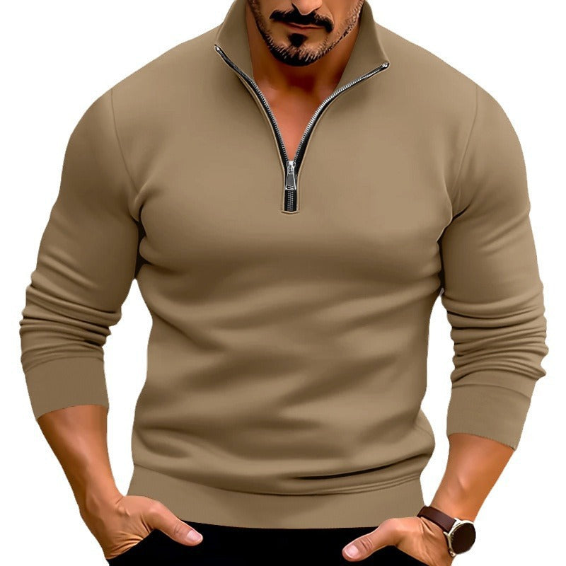 Pull homme ajusté en maille fine à zip court et col montant – Mune – vue 5