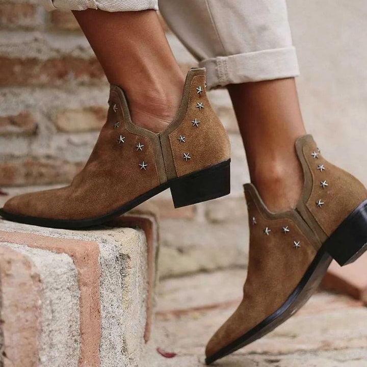 Bottes western femme cloutées – Arden – Marron clair