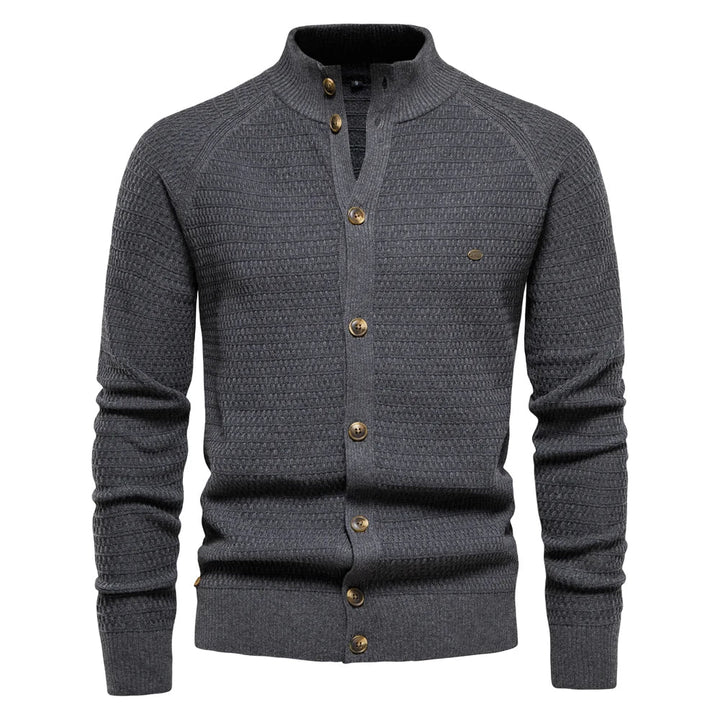 Cardigan homme classique en maille torsadée col V – Lukas – Gris