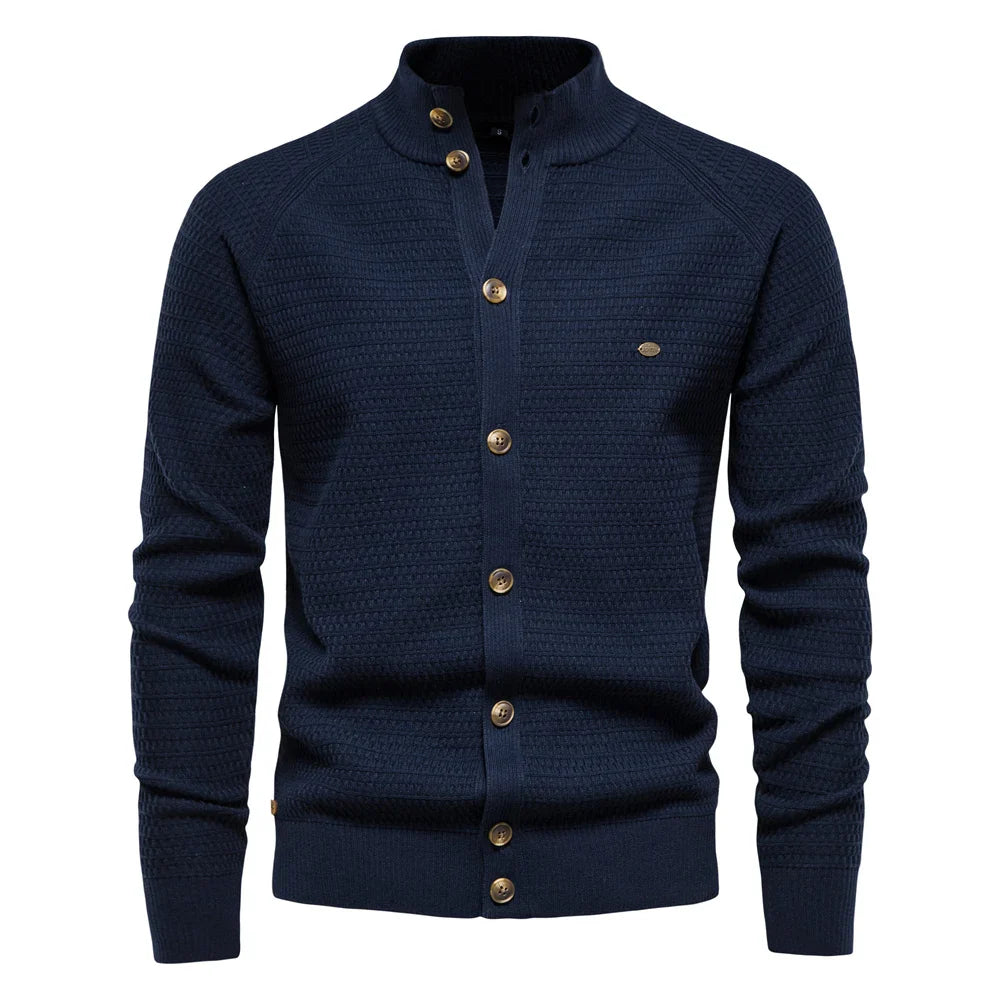 Cardigan homme classique en maille torsadée col V – Lukas – vue 8