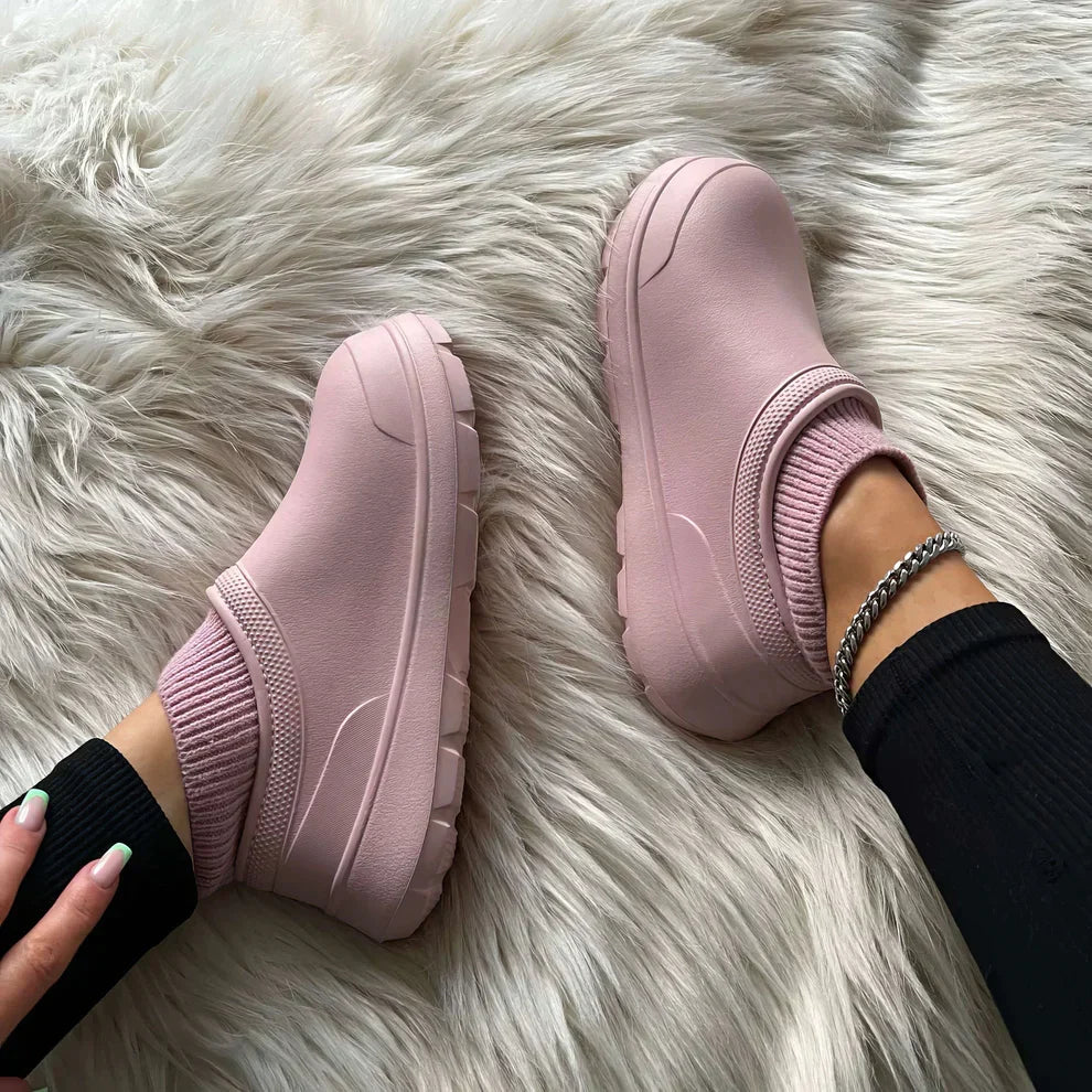 Chaussons antidérapants doublés confort et sécurité – AntiSlips – Rose
