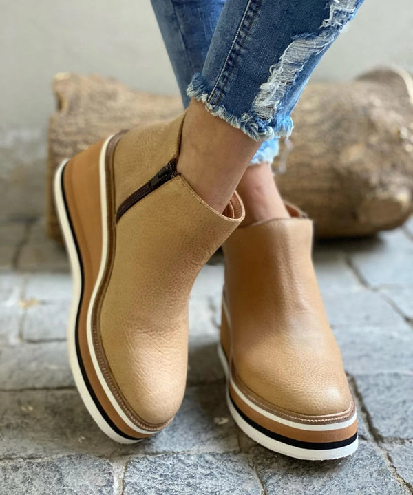 Bottines femme imperméables à zip latéral – Jeanne – Beige