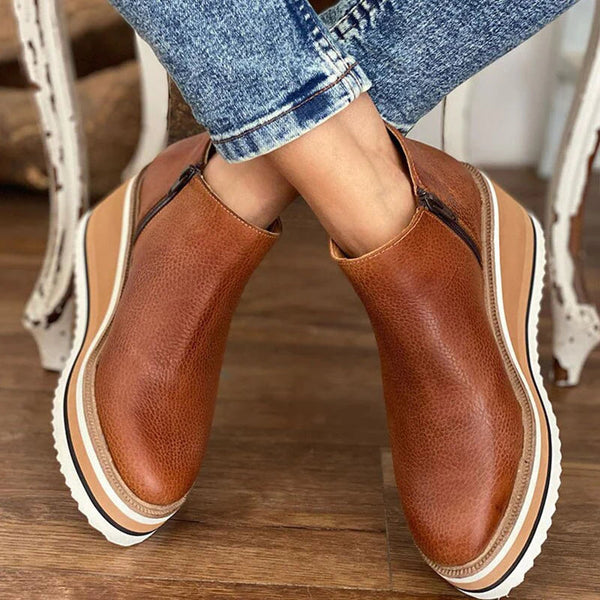 Bottines femme imperméables à zip latéral – Jeanne – Marron