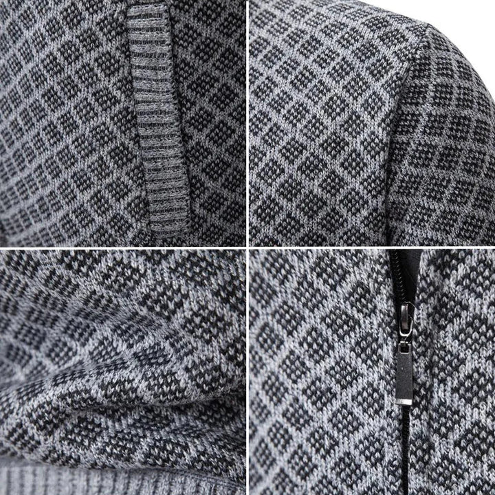 Cardigan zippé homme en maille gaufrée à col droit – Maxime – vue 7
