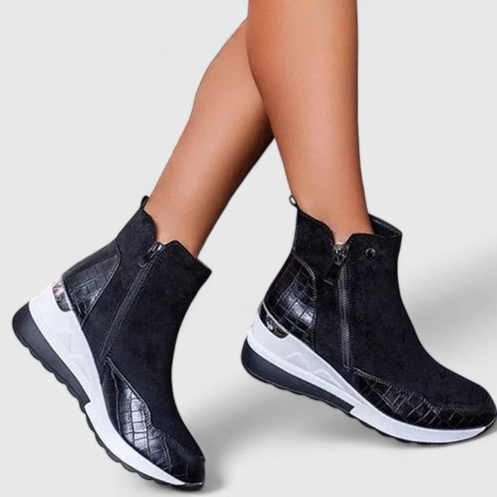 Bottines femme en daim à zip, semelle compensée et antidérapante – Maele – vue 5