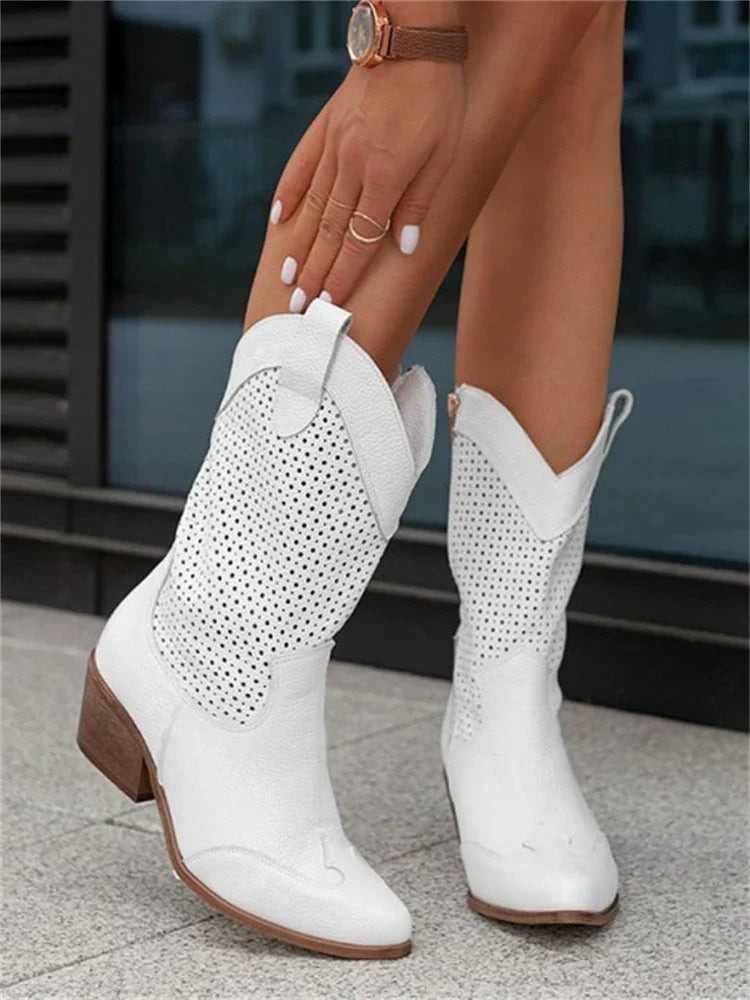 Bottes cowboy femme respirantes à fermeture zippée – vue 1