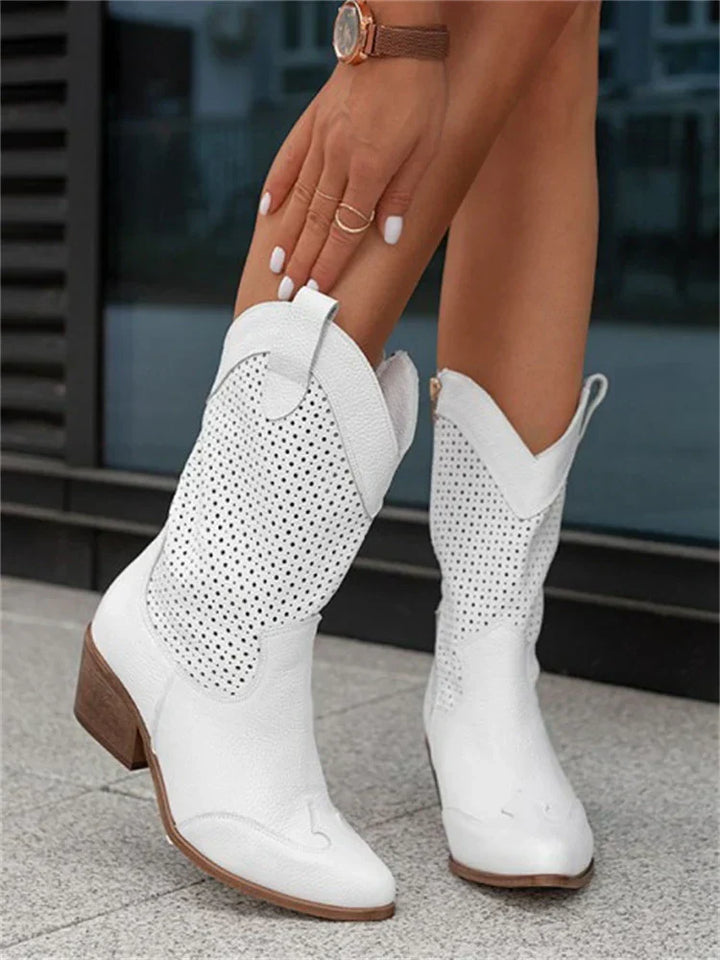 Bottes cowboy femme respirantes à fermeture zippée – vue 1