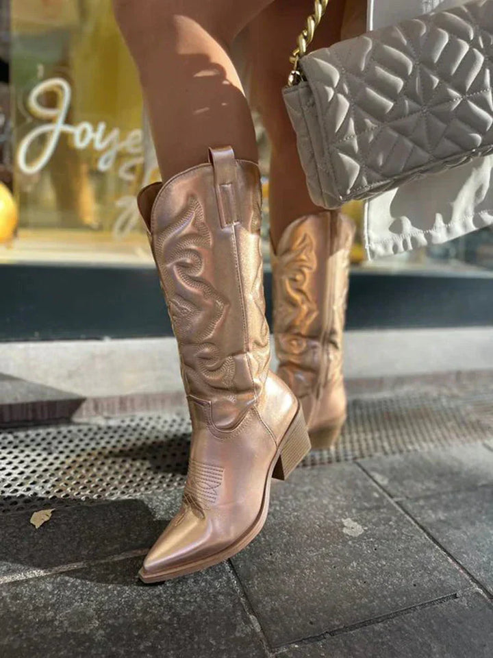 Bottes cowboy femme métallisées élégantes – Carina – vue 10