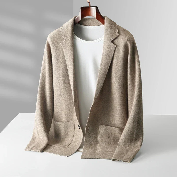 Cardigan boutonné homme raffiné en laine fine – Émile – Beige