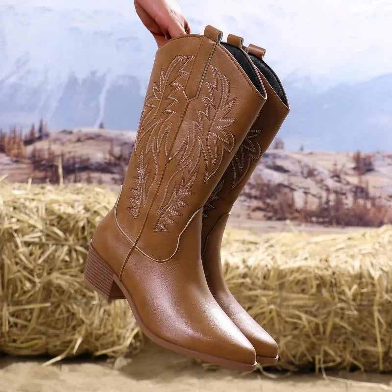 Bottes cowboy femme orthopédiques à maintien renforcé – Camille – Marron