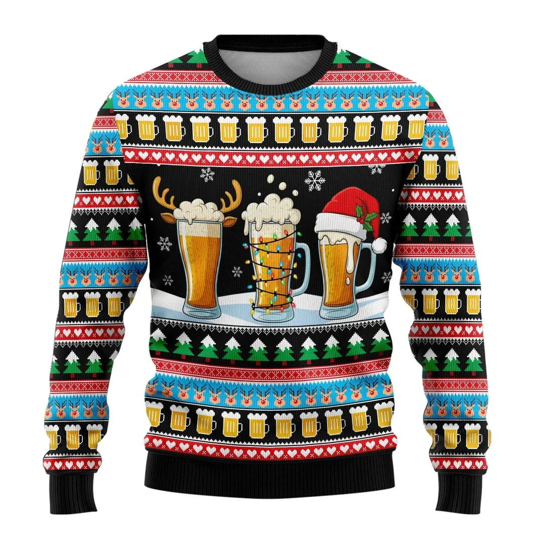 Pull de Noël homme en maille à motif bonhomme de neige – Benjamin – Bière multicolore