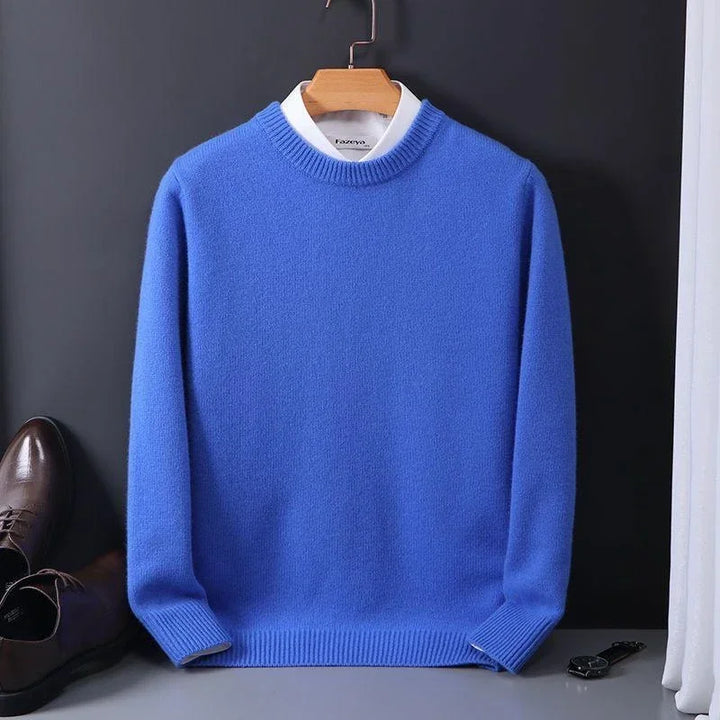 Pull homme de luxe coupe parfaite chaud et léger – Édouard – Bleu