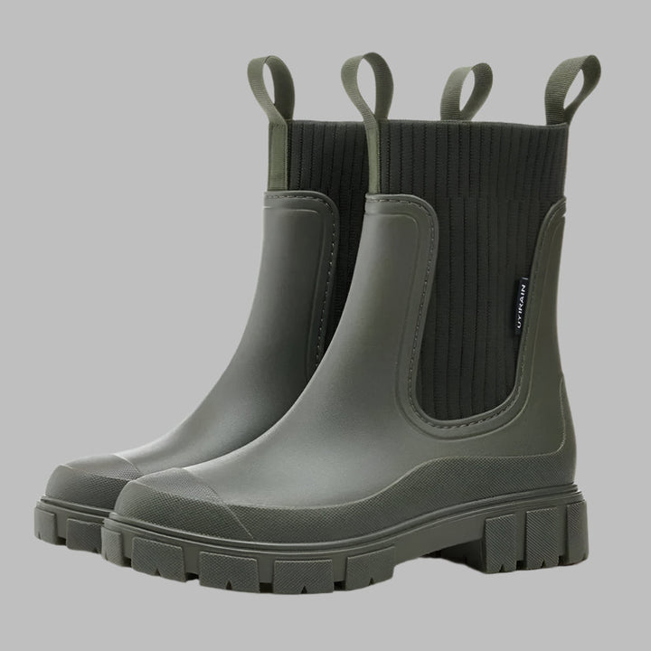Bottines Chelsea femme imperméables à enfiler – Pluie – Vert
