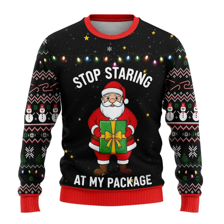 Pull de Noël homme en maille à motif bonhomme de neige – Benjamin – Père Noël noir