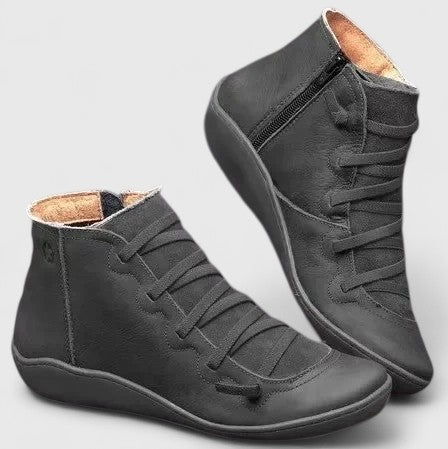 Bottes orthopédiques femme à soutien de la voûte plantaire – Andra – Noir