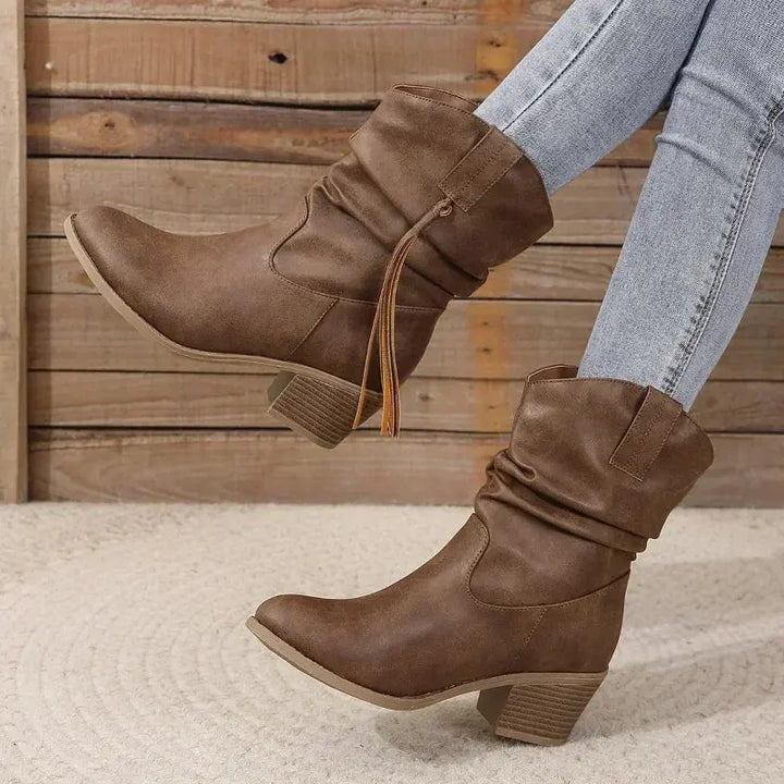 Bottes western femme à tresses et pampilles – Solène – vue 5
