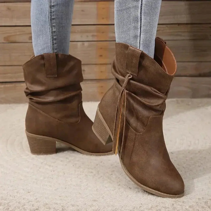 Bottes western femme à tresses et pampilles – Solène – vue 4