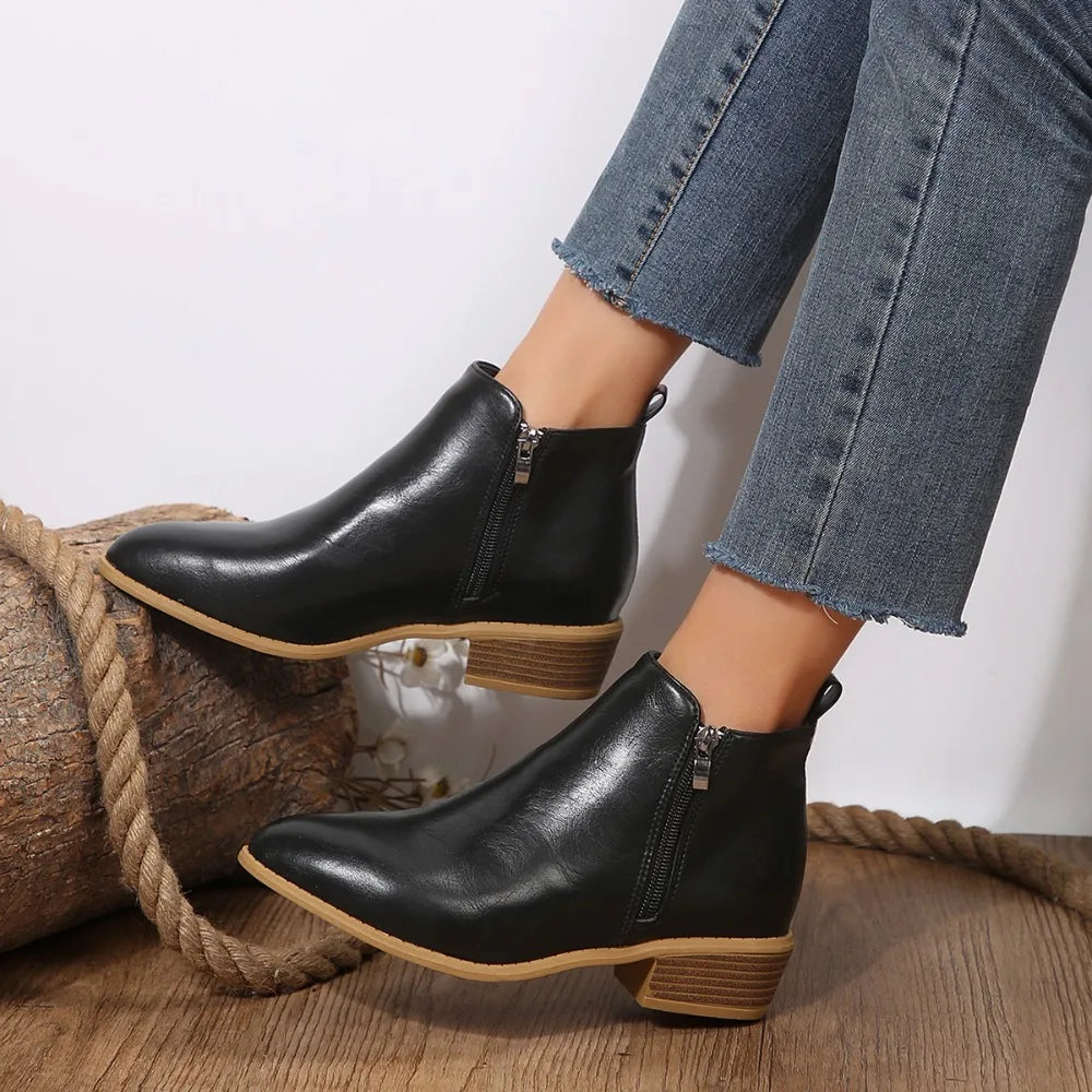 Bottines orthopédiques femme confort à zip latéral – Mey – Noir