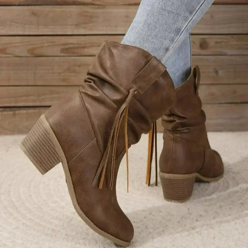 Bottes western femme à tresses et pampilles – Solène – vue 7