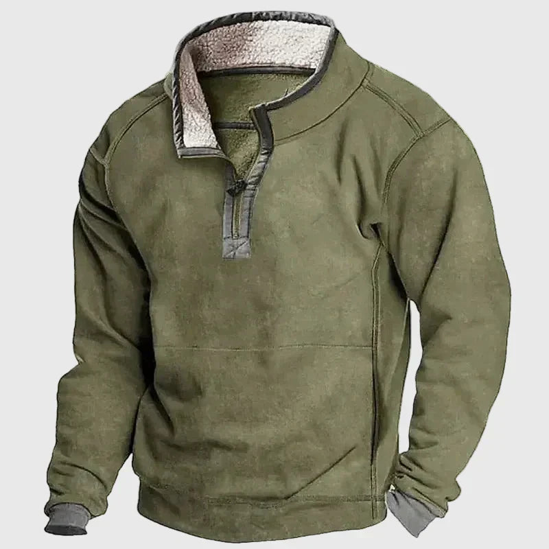 Pull homme classique chaud doublé polaire à demi-zip – Anton – Vert