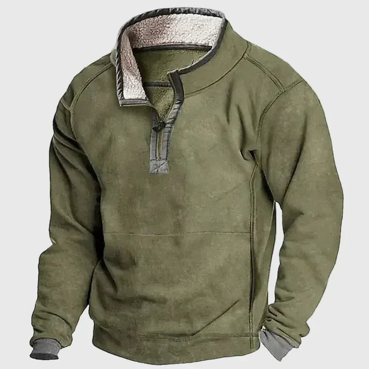 Pull homme classique chaud doublé polaire à demi-zip – Anton – Vert