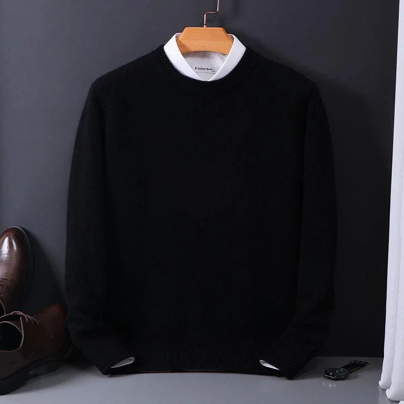 Pull homme de luxe coupe parfaite chaud et léger – Édouard – Noir