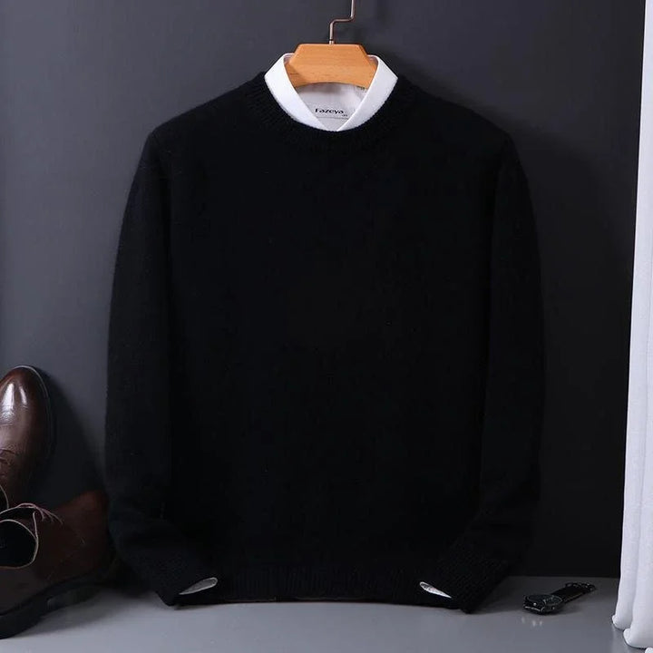 Pull homme de luxe coupe parfaite chaud et léger – Édouard – Noir