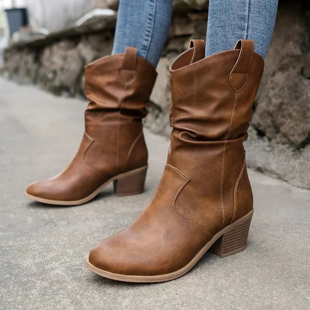 Bottes western femme mi-mollet classiques à talon bloc – Margaux – vue 8