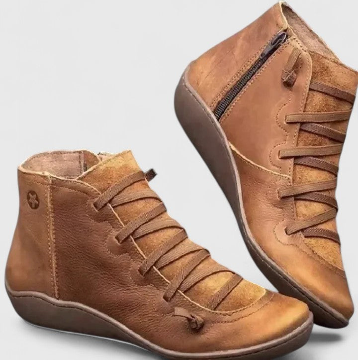 Bottes orthopédiques femme à soutien de la voûte plantaire – Andra – Marron