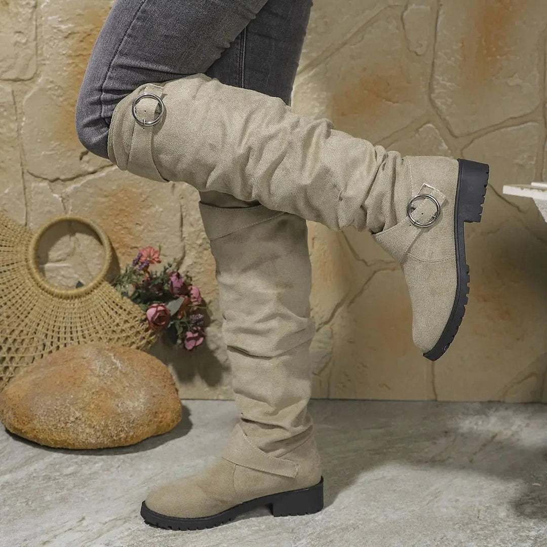 Bottes hautes plates femme souples à boucles réglables – Manon – vue 4