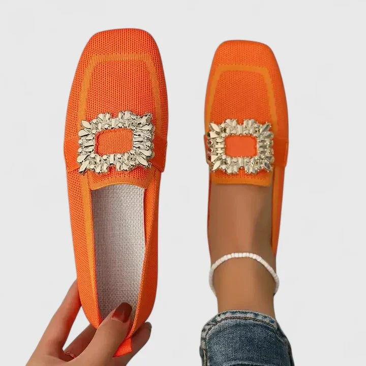 Mocassins femme orthopédiques à semelle rembourrée et souple – Maylora – Orange