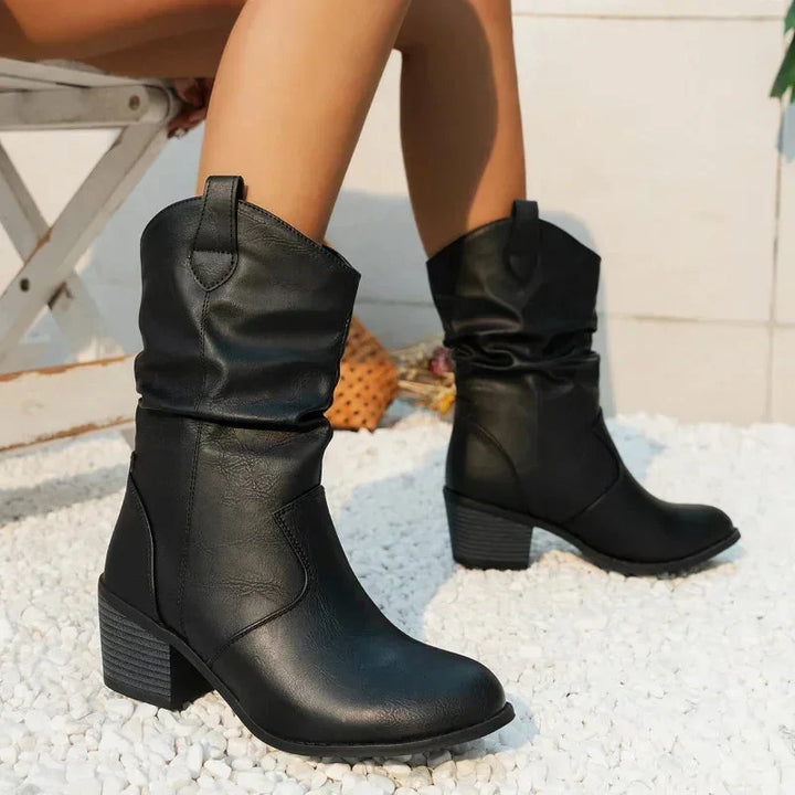 Bottes western femme mi-mollet classiques à talon bloc – Margaux – vue 6