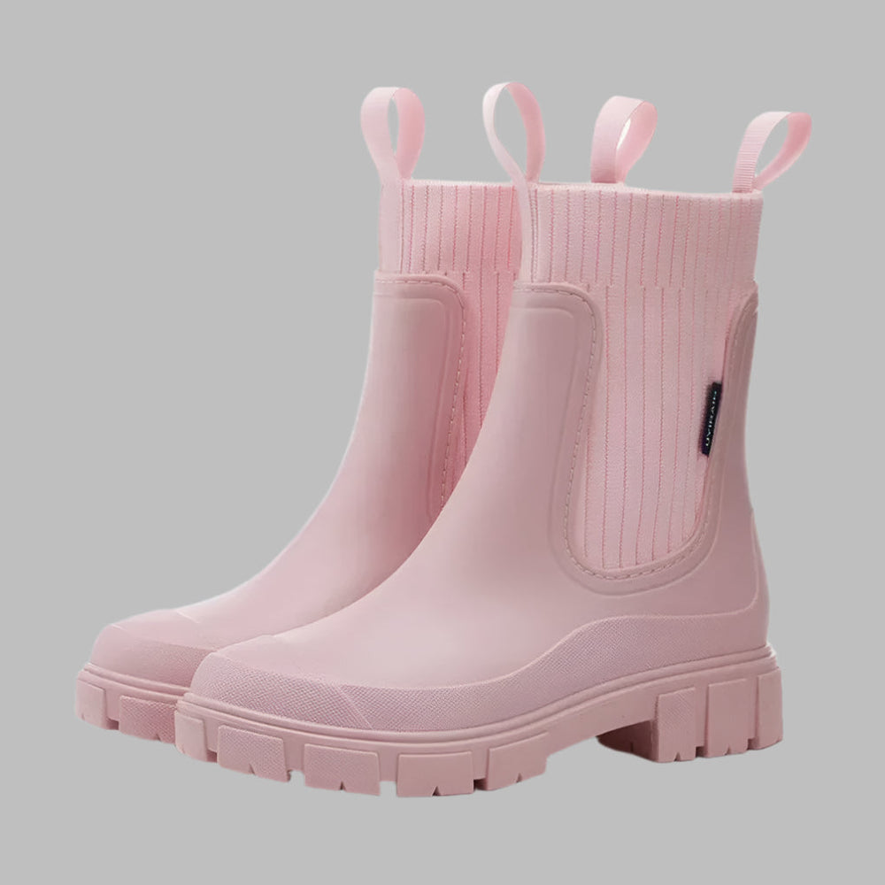 Bottines Chelsea femme imperméables à enfiler – Pluie – Rose
