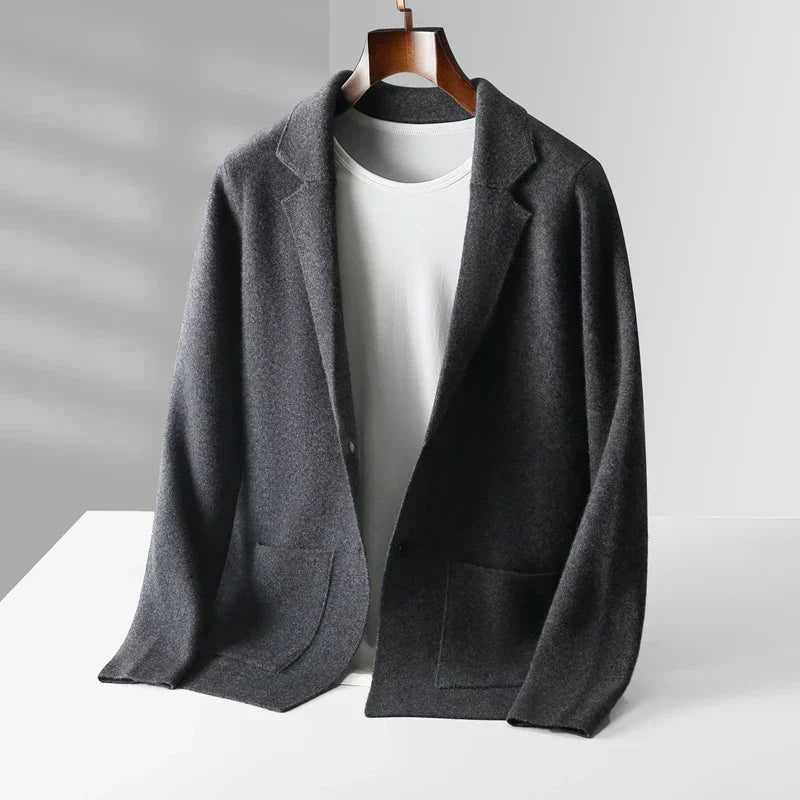 Cardigan boutonné homme raffiné en laine fine – Émile – Gris