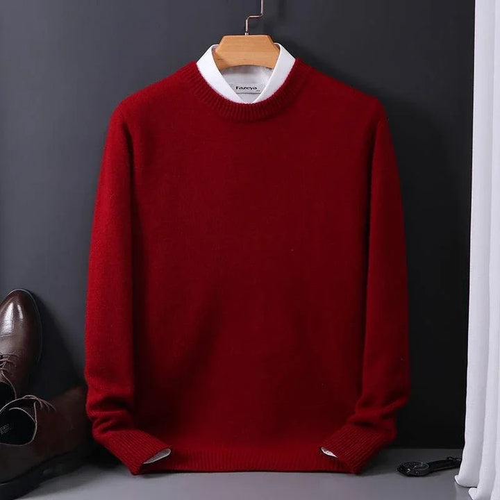 Pull homme de luxe coupe parfaite chaud et léger – Édouard – Rouge rouille