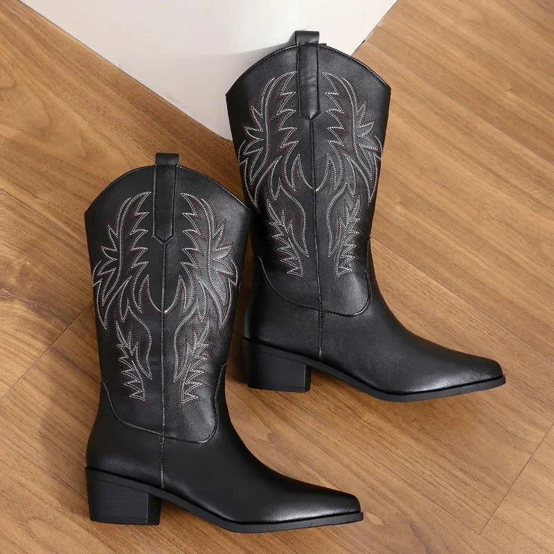 Bottes cowboy femme orthopédiques à maintien renforcé – Camille – Noir