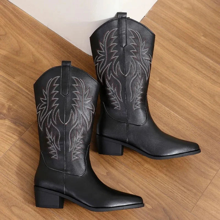 Bottes cowboy femme orthopédiques à maintien renforcé – Camille – Noir