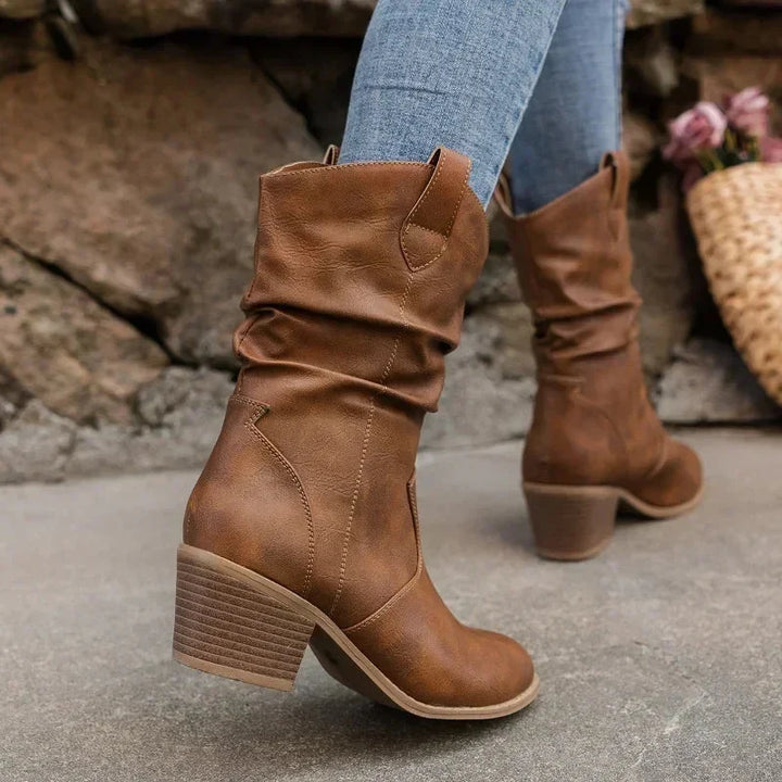Bottes western femme mi-mollet classiques à talon bloc – Margaux – vue 5