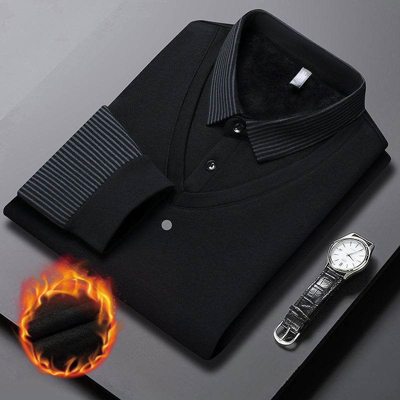 Pull homme effet chemise superposée à col rayé – Damien - Noir