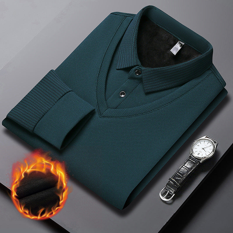 Pull homme effet chemise superposée à col rayé – Damien - Vert foncé