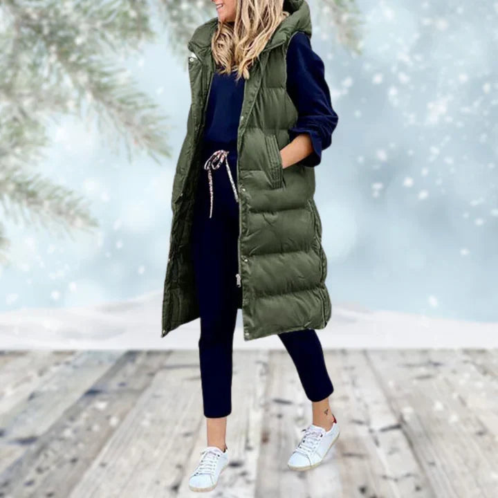 Gilet long sans manches femme coupe cintrée – Longline – vue 5