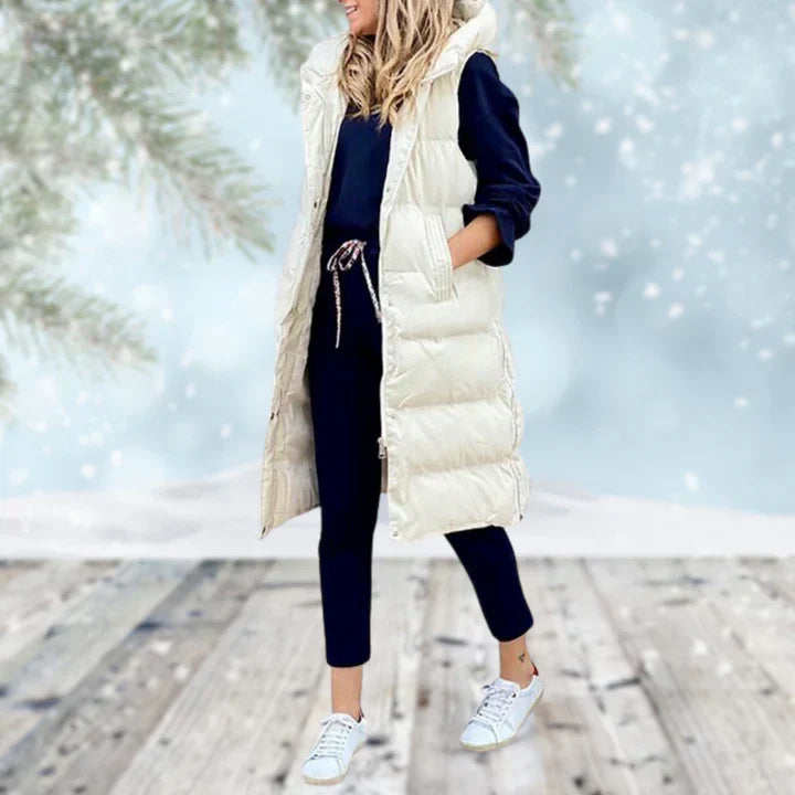 Gilet long sans manches femme coupe cintrée – Longline – vue 4