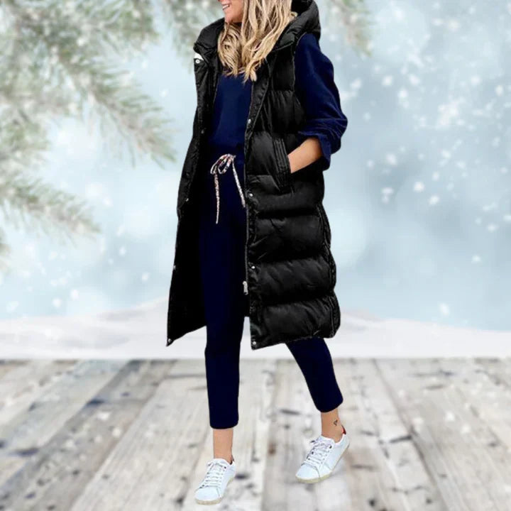 Gilet long sans manches femme coupe cintrée – Longline – vue 2