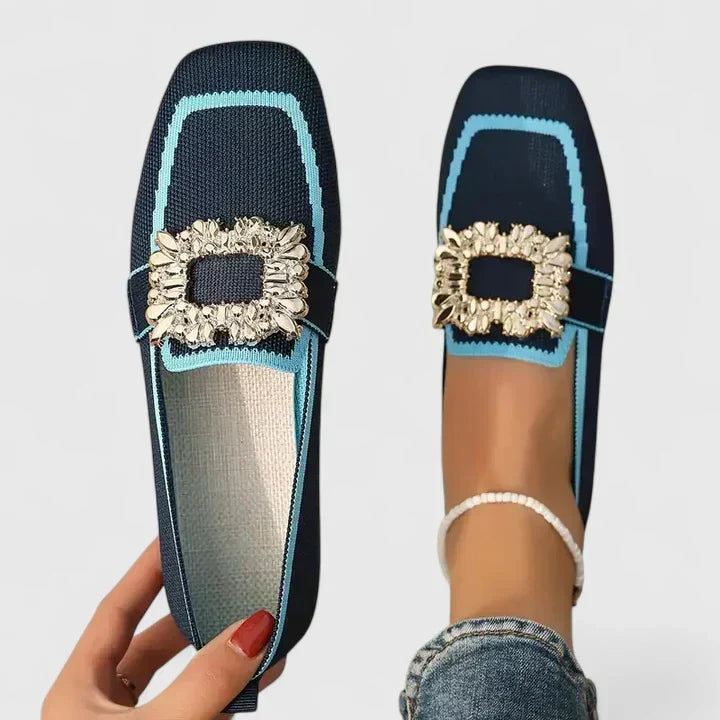 Mocassins femme orthopédiques à semelle rembourrée et souple – Maylora – Bleu