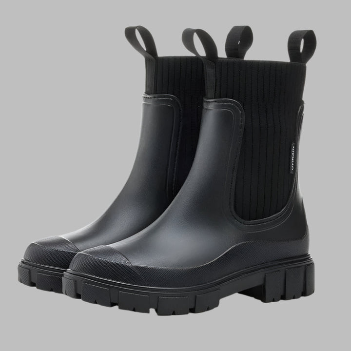 Bottines Chelsea femme imperméables à enfiler – Pluie – Noir