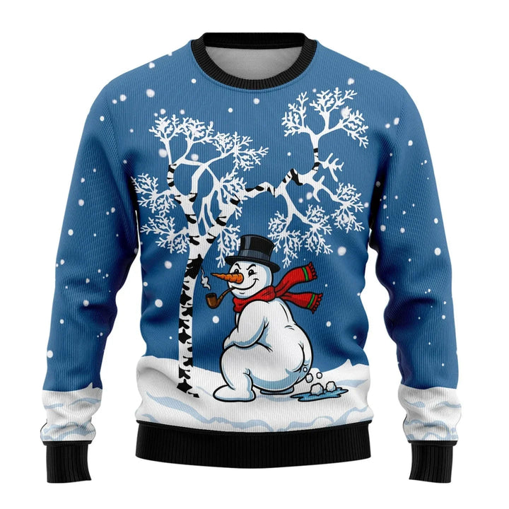 Pull de Noël homme en maille à motif bonhomme de neige – Benjamin – Bonhomme de neige bleu