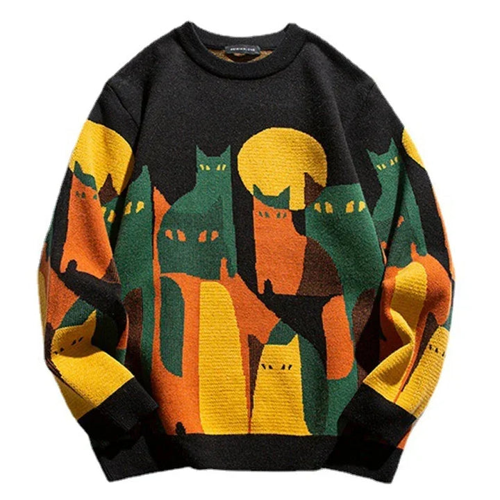 Pull imprimé homme oversize en maille épaisse – Théo – Noir